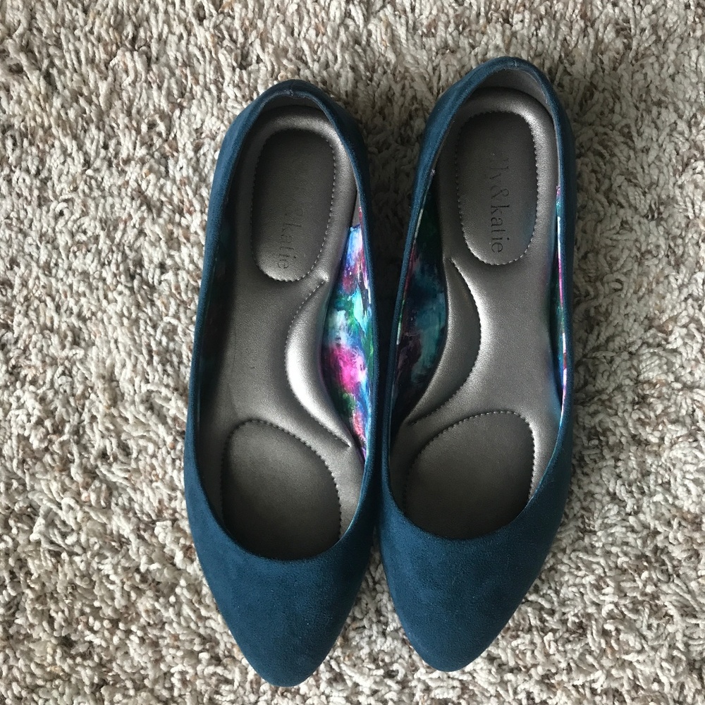 Turquoise / Teal Suede Flats
